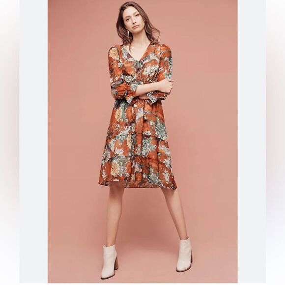Anthropologie Zeri Peasant Dress HEMANT & NANDITA - Picture 1 of 16